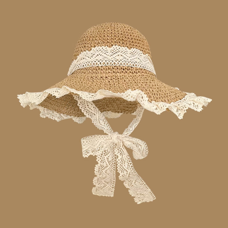 Lace Trim Straw Hat (2 Colors)