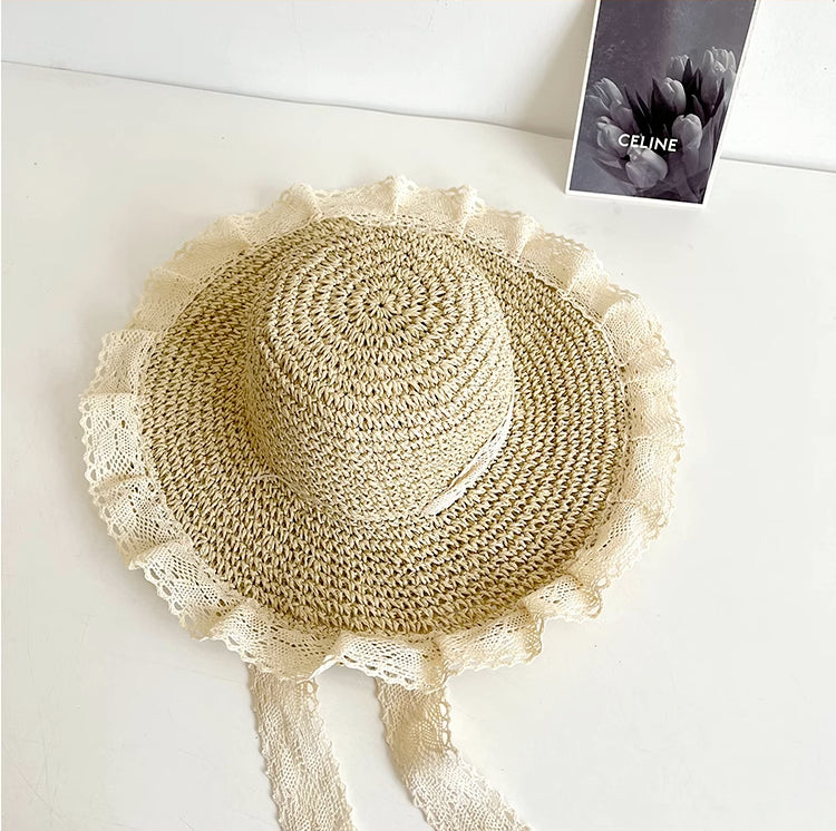 Lace Trim Straw Hat (2 Colors)