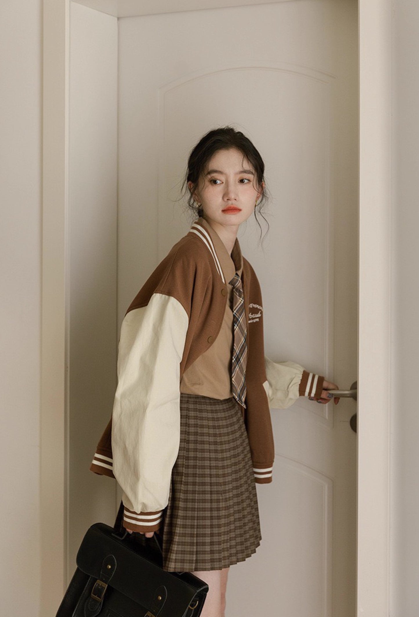 Boyfriend Baseball Jacket (Brown)