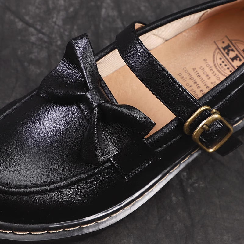 Vintage Bow Strap Loafers (2 Colors)