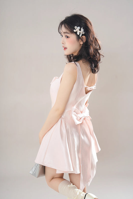 Pirouette Bow Mini Dress (Pink)