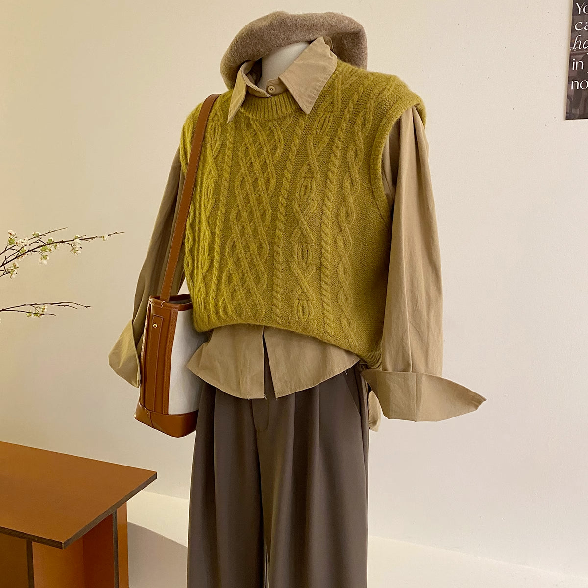 Fall Cable Knit Vest (4 Colors)