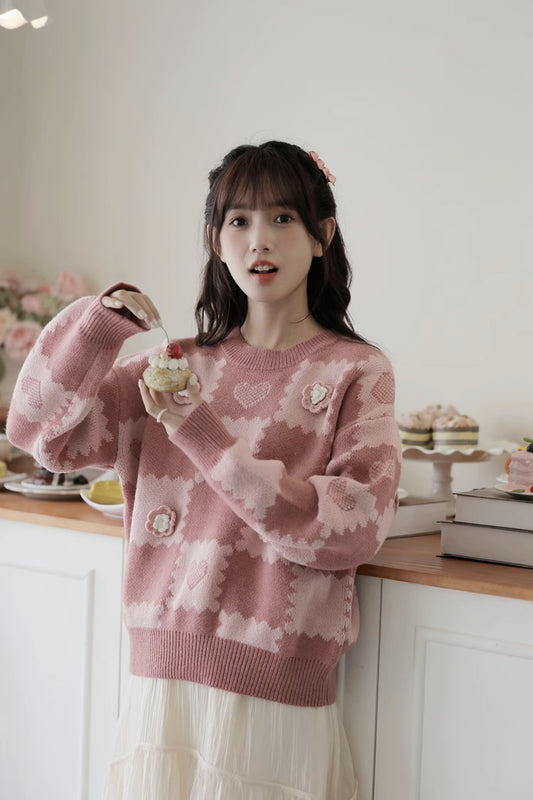 Checkerboard Biscuit Sweater (2 Colors)