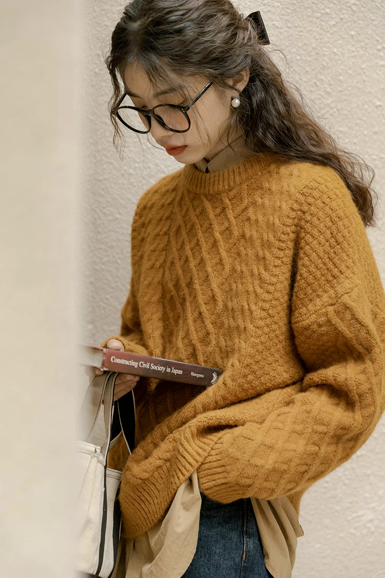 Braided Cable Knit Sweater (2 Colors)