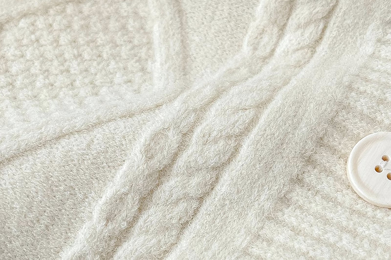 Cable Knit Round Neck Cardigan (7 Colors)