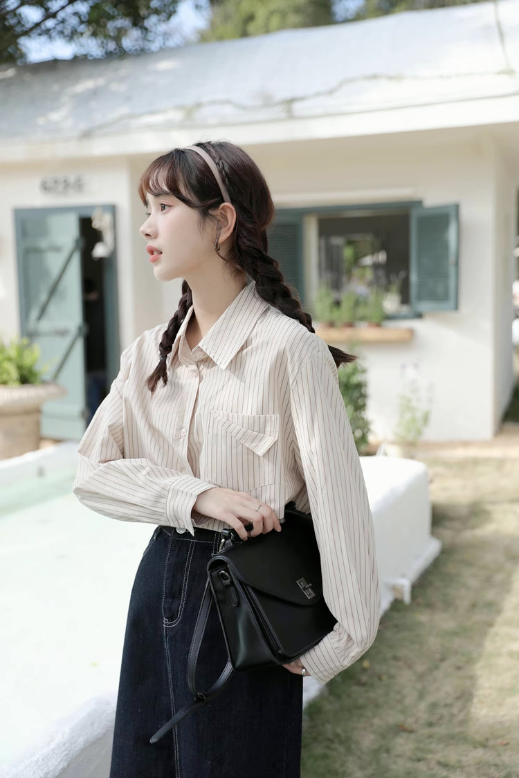 Boyfriend Stripe Button Up Shirt (2 Colors)