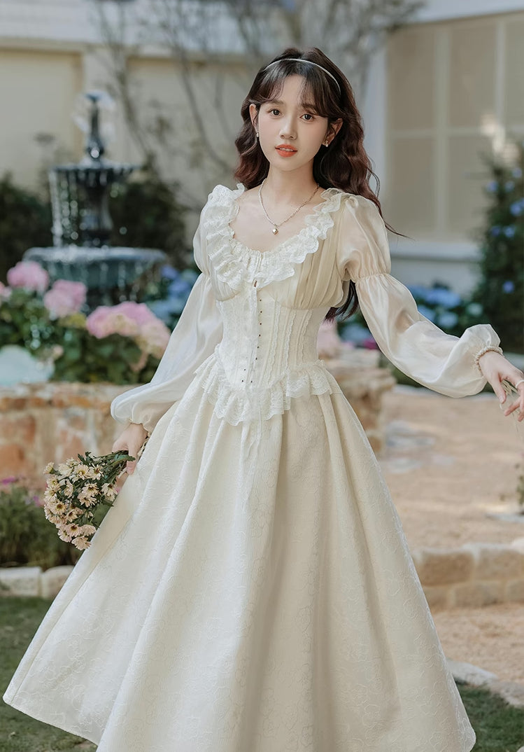 Ever After Jacquard Corset Dress (White) Megoosta Fashion Ever After Jacquard Corset Dress (White) Megoosta Fashion