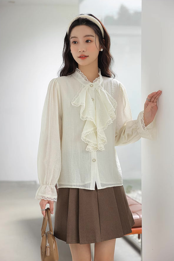 Cascade Front Blouse (Cream)