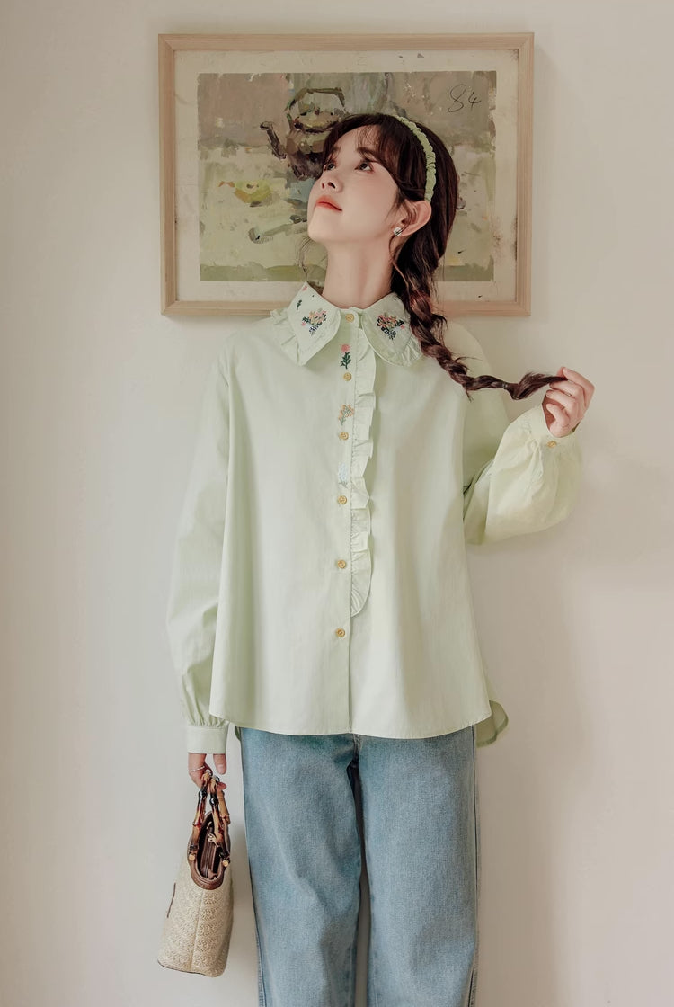 Floral Bouquet Embroidered Blouse (2 Colors)