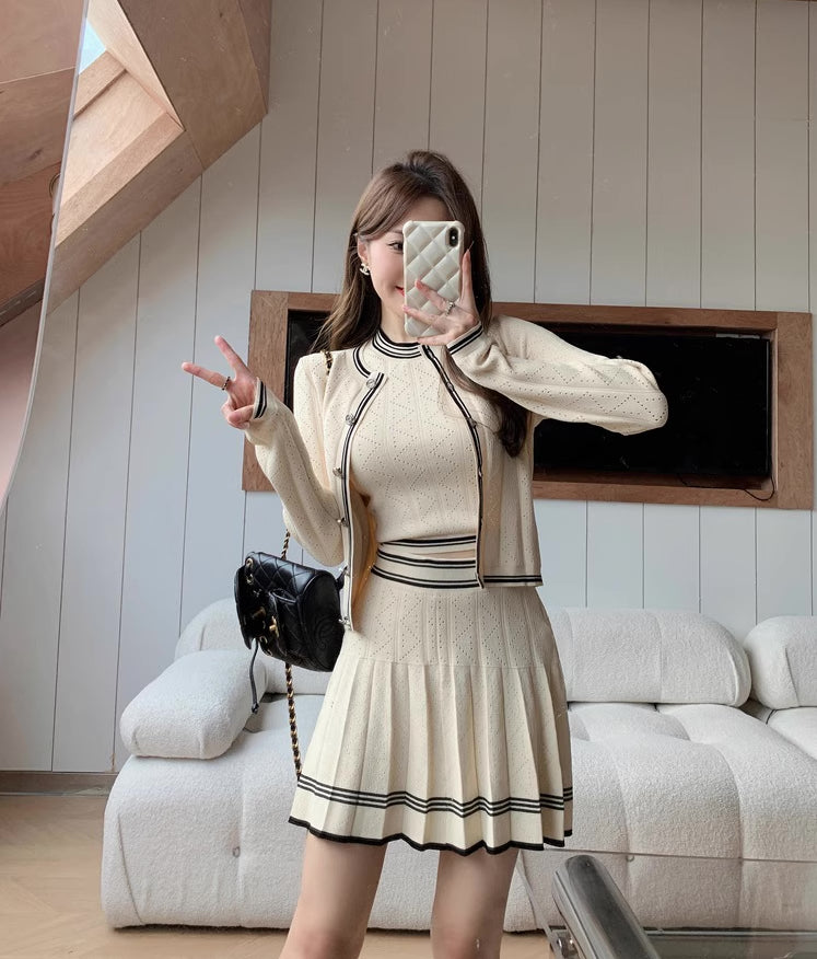 Preppy Stripe 3-Piece Knit Set (3 Colors)