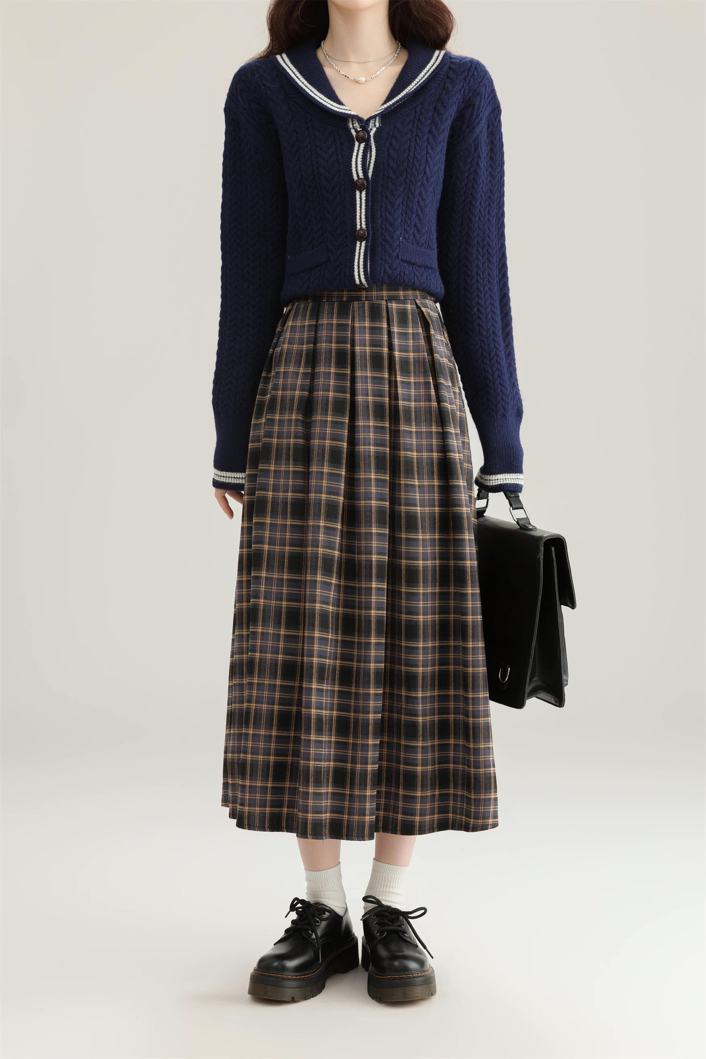 Autumnal Plaid Midi Skirt (3 Colors)