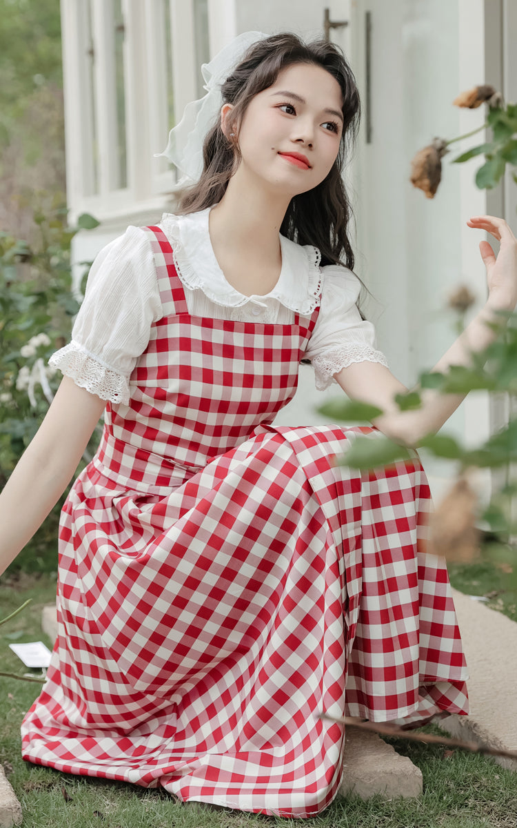 Gingham Picnic Cami Dress (Red)
