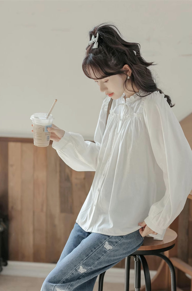 Essential Ruffle Trim Blouse (2 Colors)