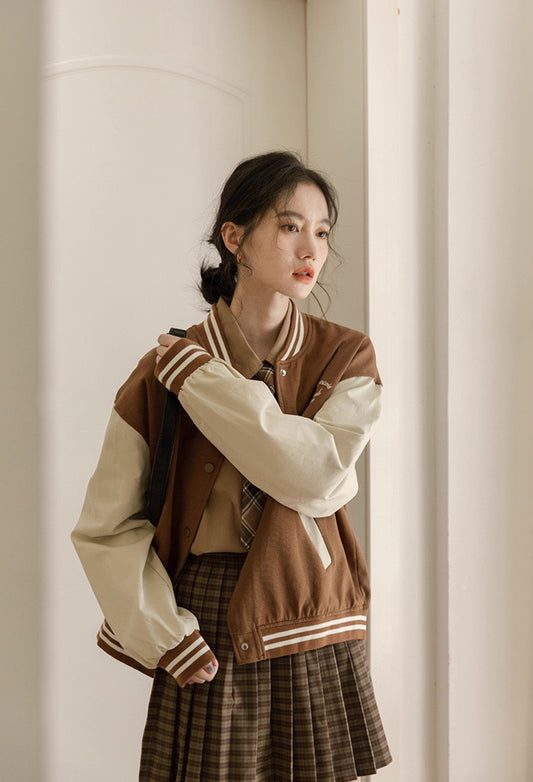 Boyfriend Baseball Jacket (Brown)