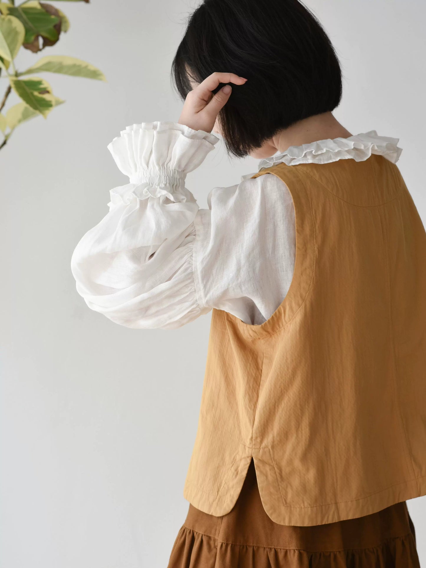 Looped Up Button Vest (Mustard Yellow)
