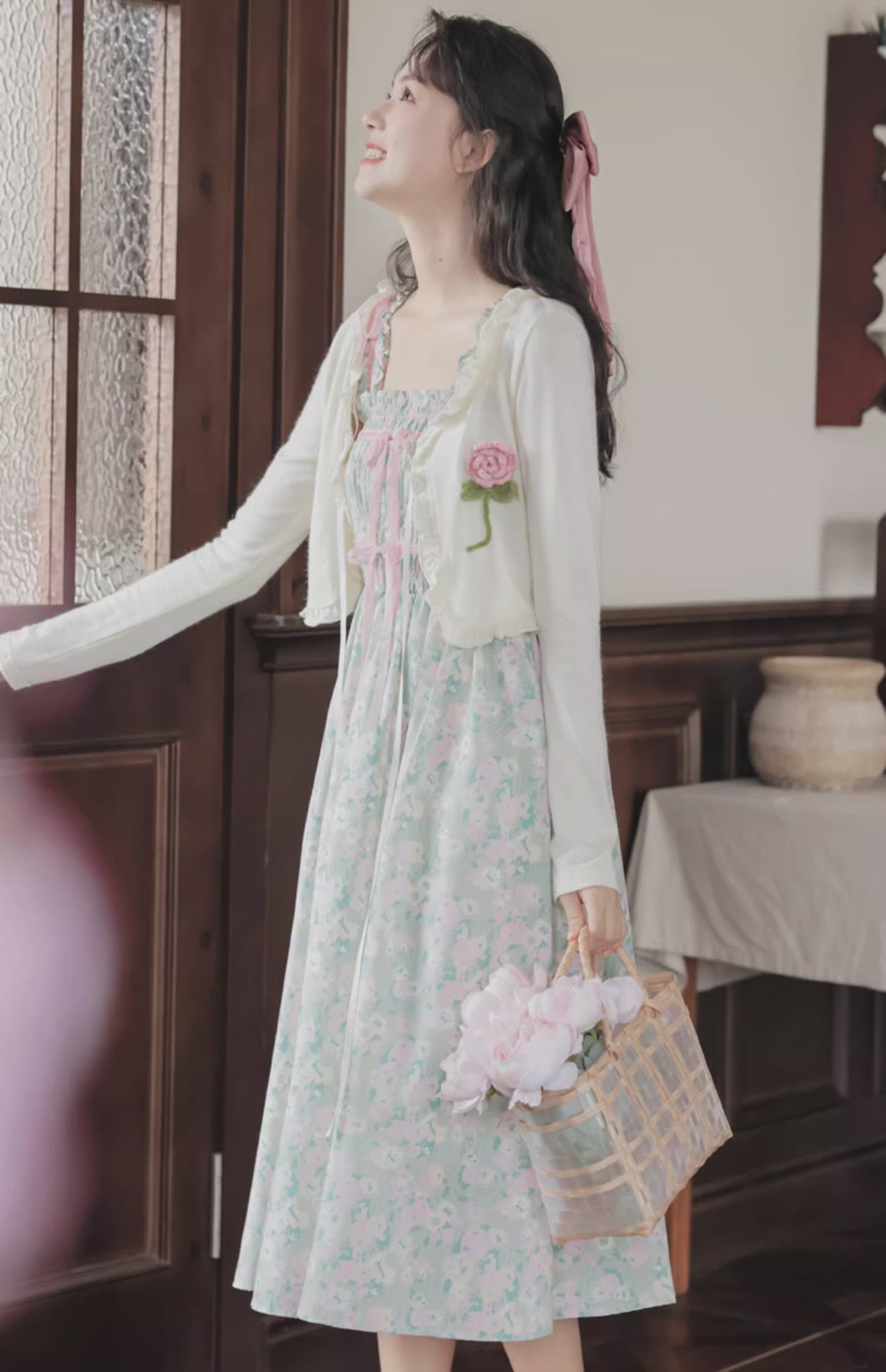 Marshmallow Floral Cami Dress (Mint/Pink)