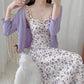 Enchanted Floral Midi Dress (White/Purple)