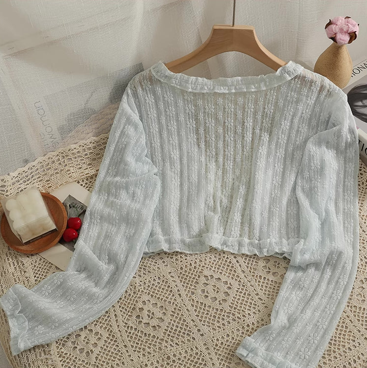 Sheer Floral Lace Cardigan (4 Colors)
