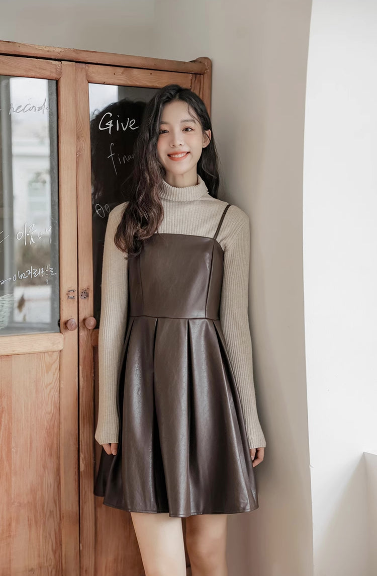 Pleather Mini Cami Dress (2 Colors)