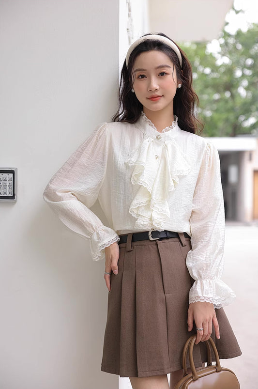 Cascade Front Blouse (Cream)