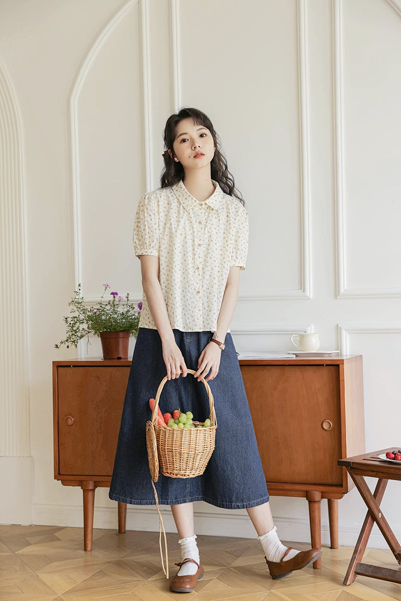 Ditsy Floral Blouse (Beige)
