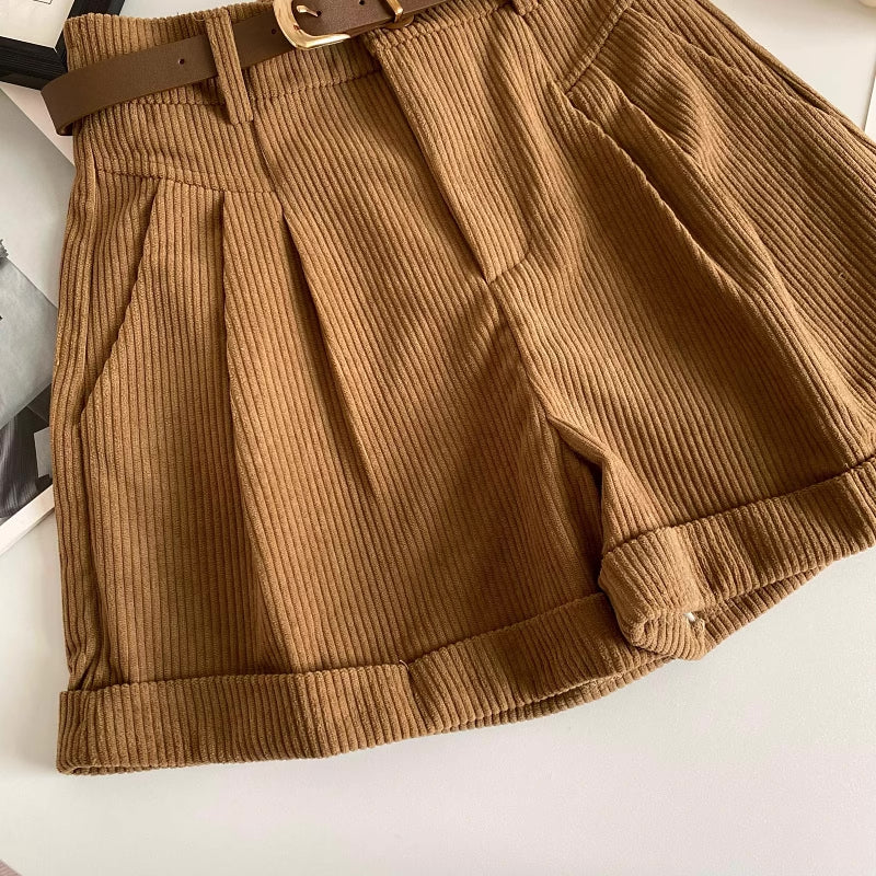 Belted Corduroy Shorts (4 Colors)