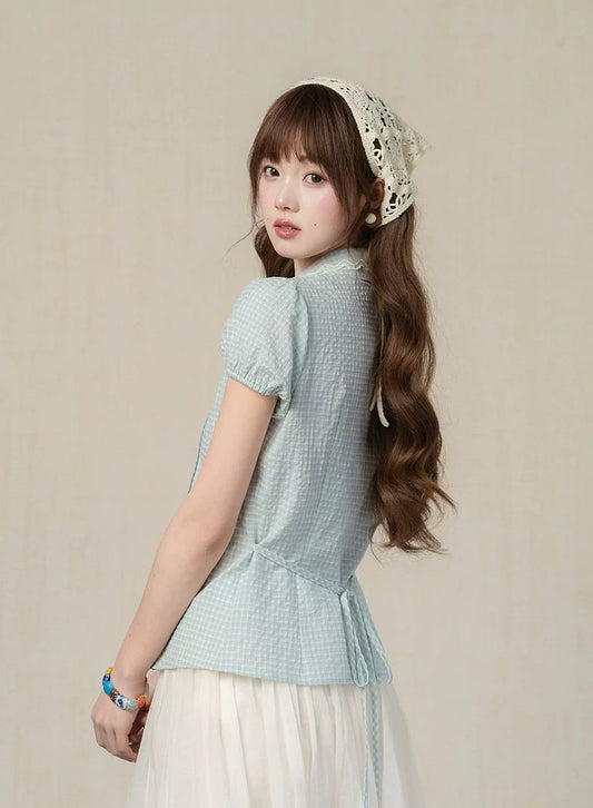 Gingham Fresh Blouse (Mint)