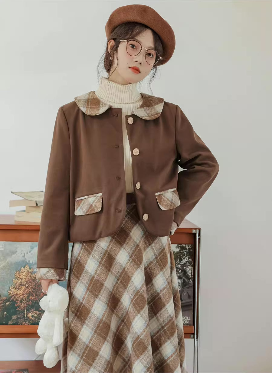 Toasted Plaid Tweed Midi Set (2 Colors)