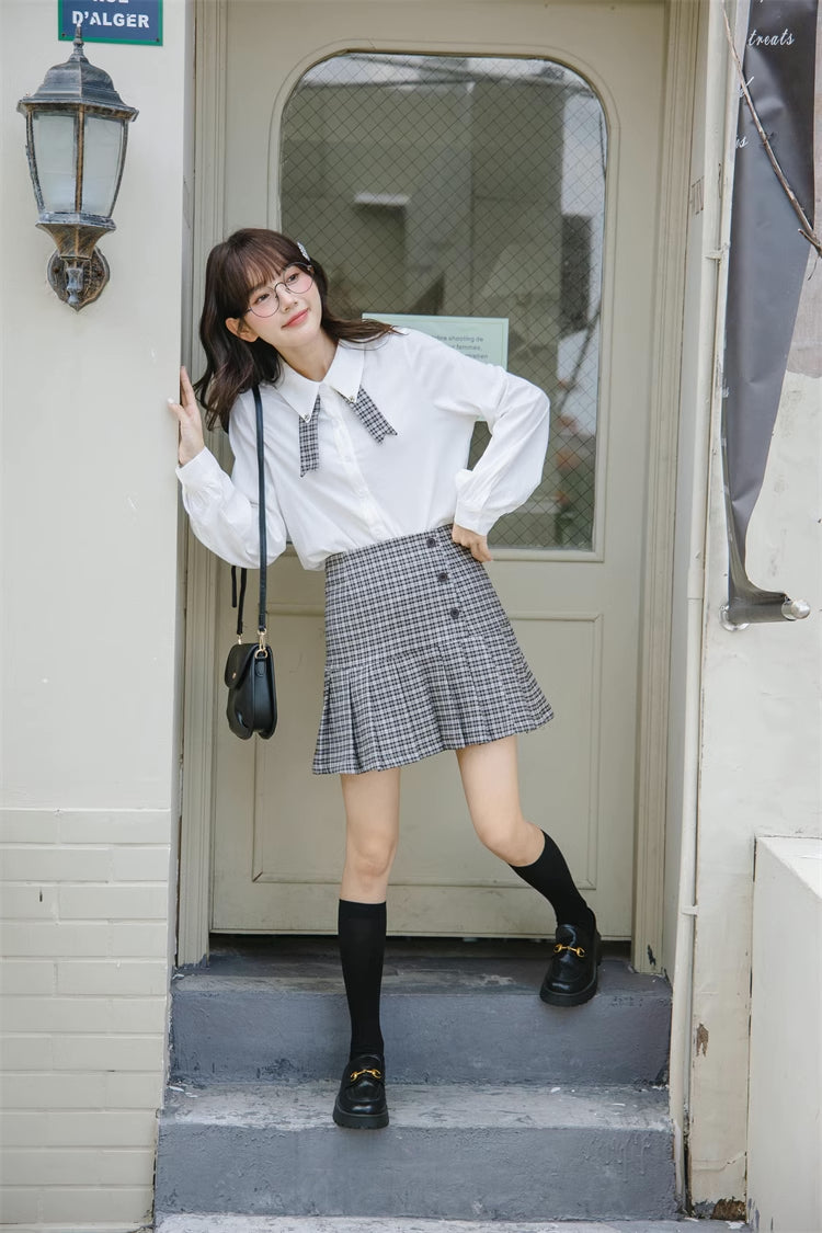 Plaid Mermaid Pleated Mini Skirt (2 Colors)