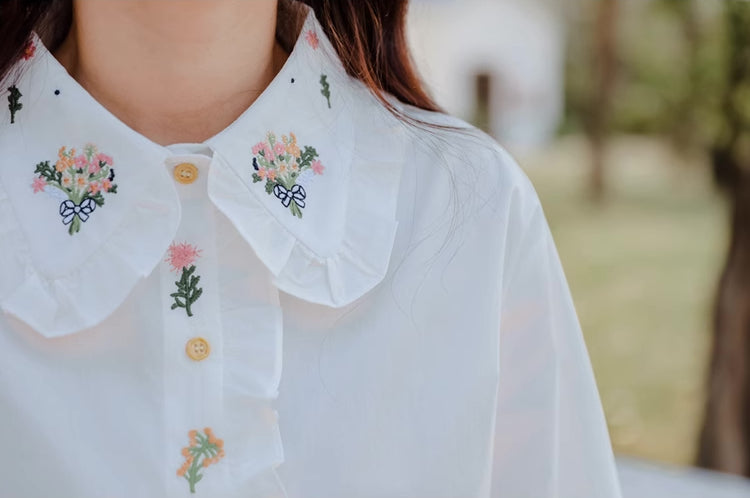 Floral Bouquet Embroidered Blouse (2 Colors)