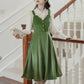 Corduroy Scallop Cami Midi Dress (Pistachio Green)