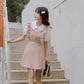 Frilly Mini Apron Pinafore Dress (Pink)