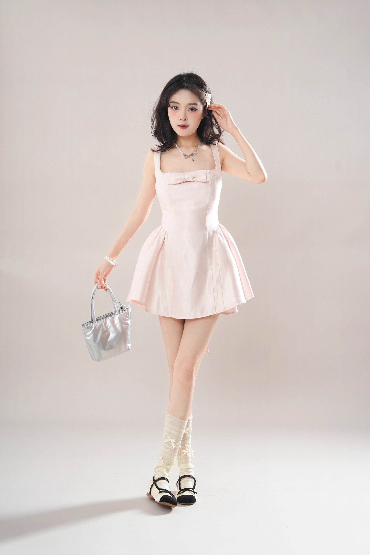 Pirouette Bow Mini Dress (Pink)