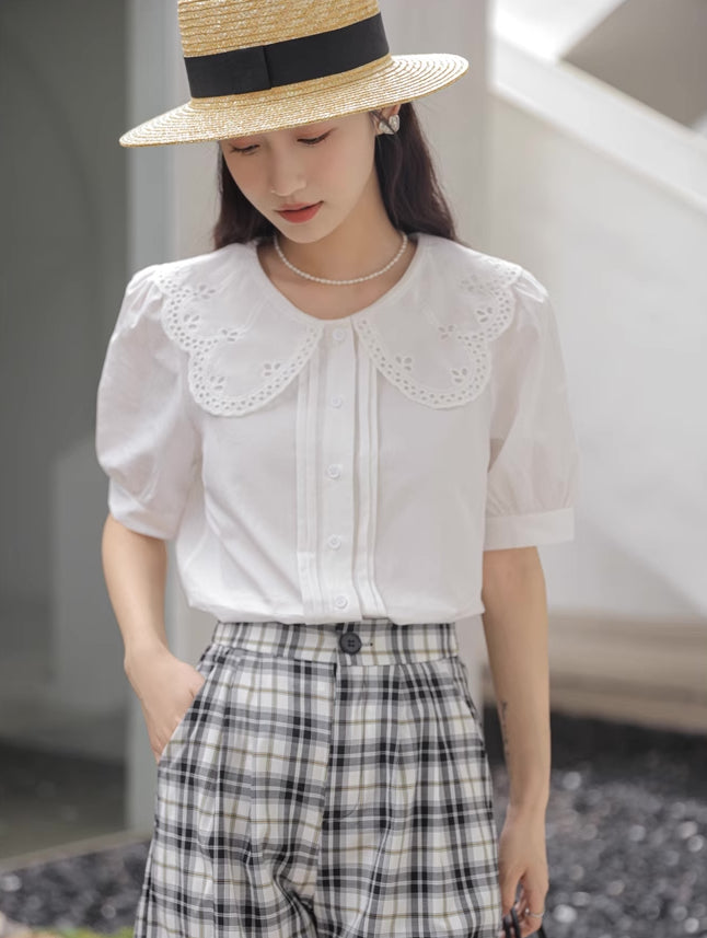Broderie Collar Blouse (2 Colors)