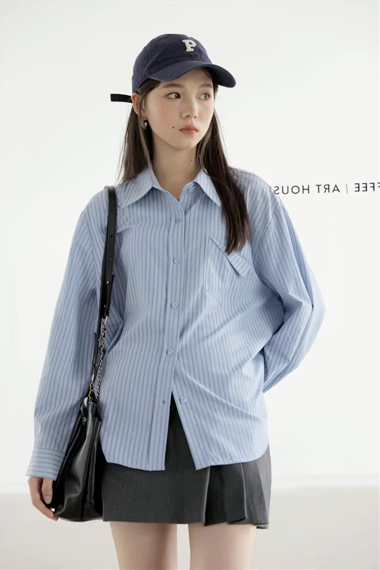 Boyfriend Stripe Button Up Shirt (2 Colors)