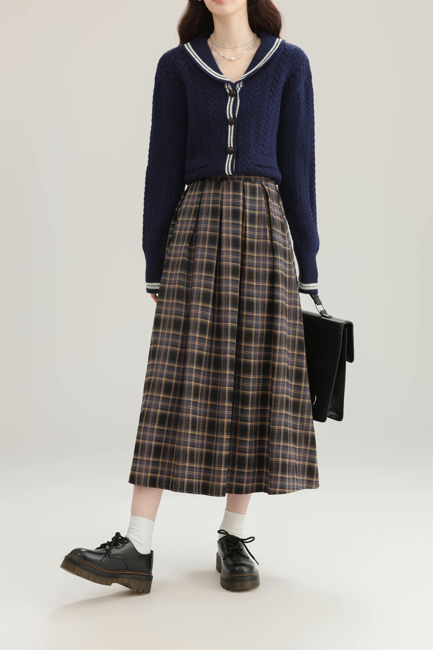 Autumnal Plaid Midi Skirt (3 Colors)