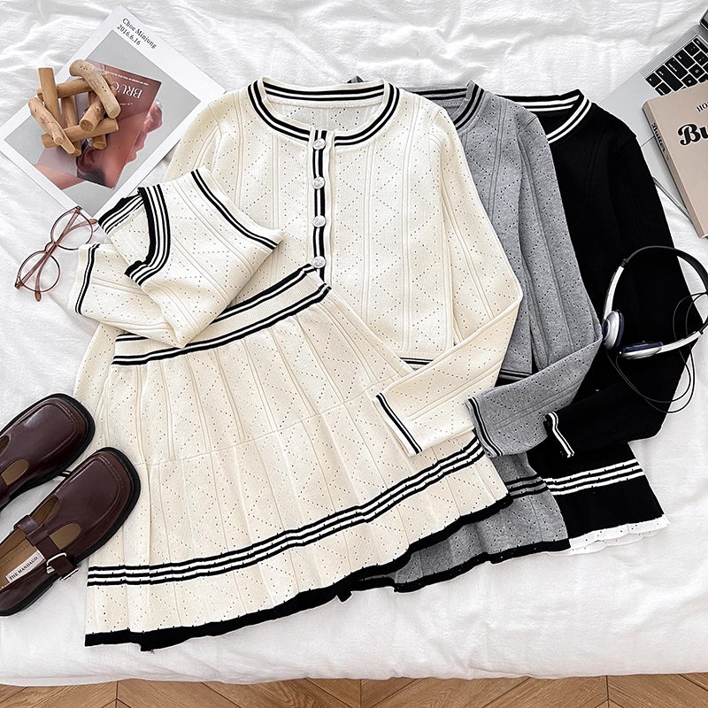 Preppy Stripe 3-Piece Knit Set (3 Colors)