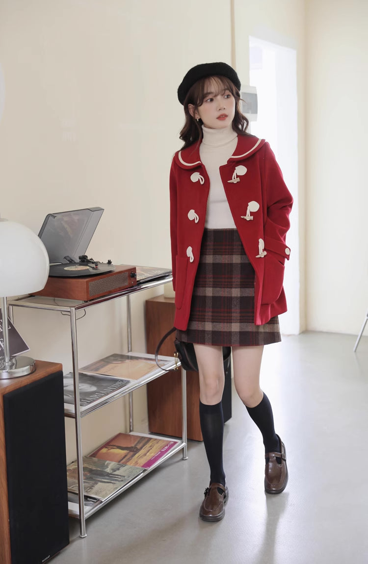 Peter Pan Collar Toggle Duffle Coat (2 Colors)