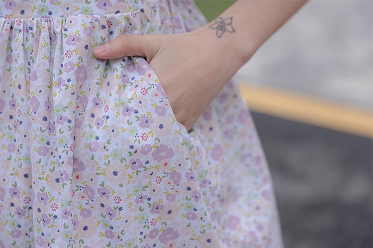 Pastel Garden Pinafore Dress (Purple)