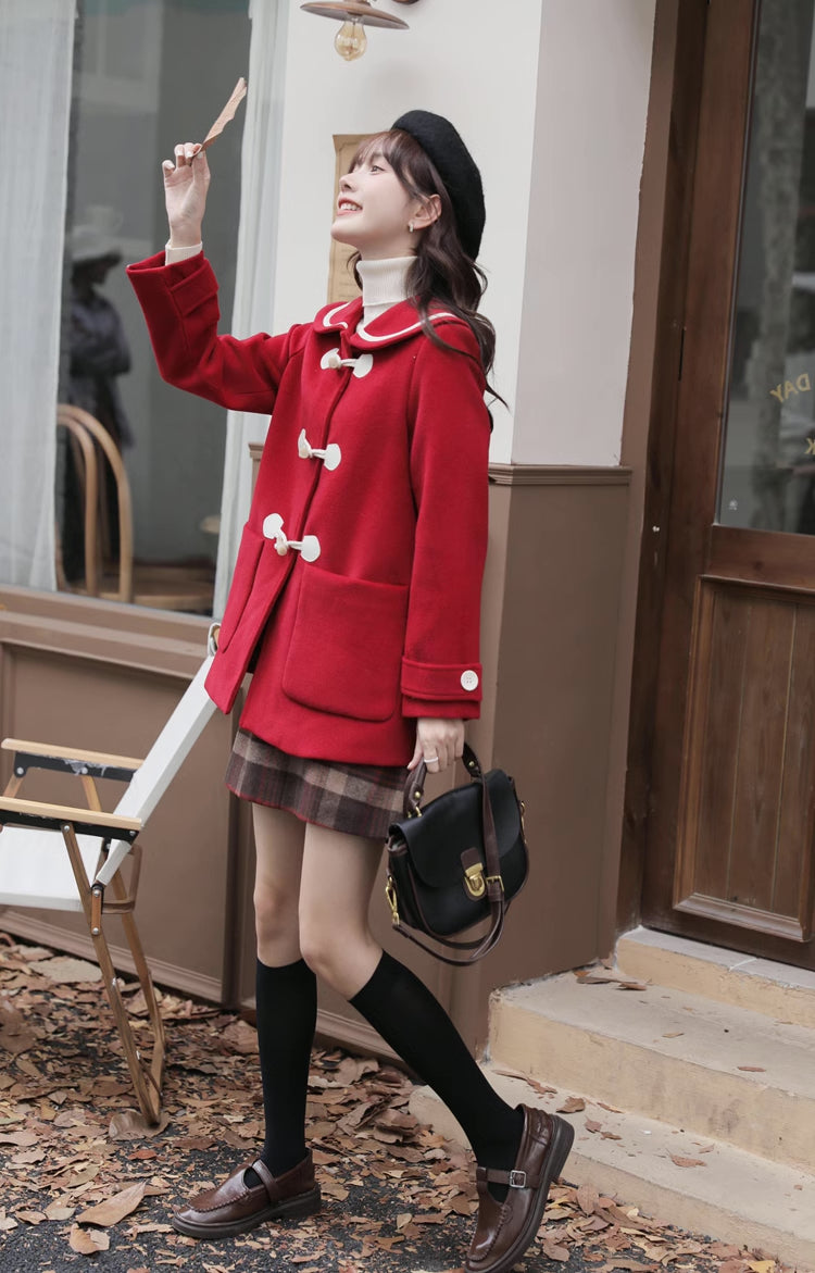 Peter Pan Collar Toggle Duffle Coat (2 Colors)