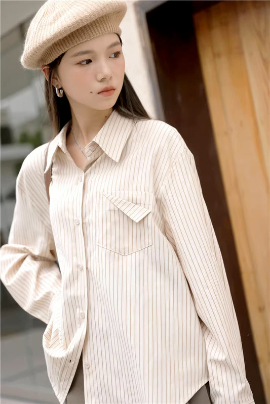 Boyfriend Stripe Button Up Shirt (2 Colors)