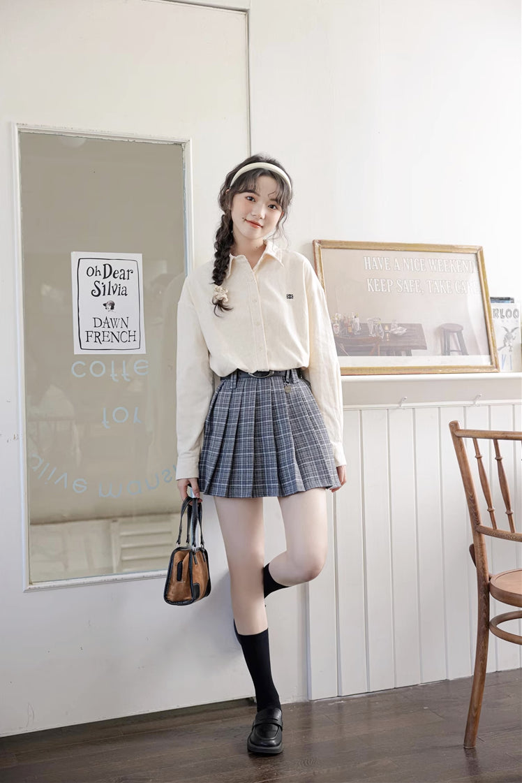 Cinnamon Plaid Belted Tennis Skirt (3 Colors)