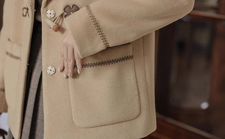 Flower Sailor Short Duffle Coat (Khaki)