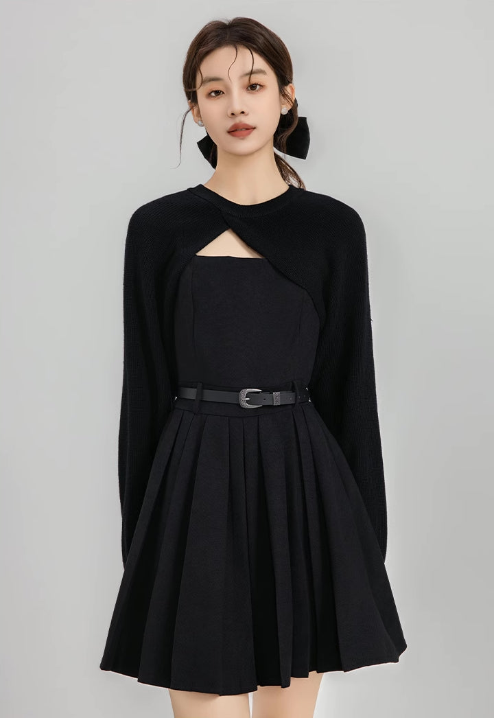Two-Piece Mini Cami Dress & Sweater Set (2 Colors)