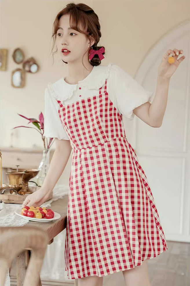 Gingham Twofer Mini Dress (2 Colors)