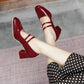 Classic Double Strap Mary Jane Shoes (Red)