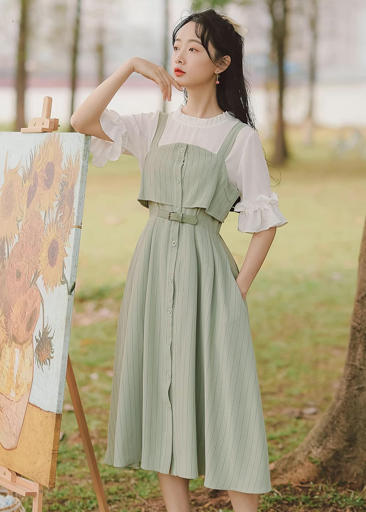 Button Up Stripe Midi Dress (3 Colors)