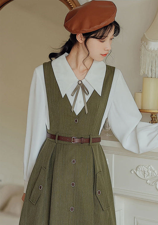 Traveller's Pinstripe Pinafore Set (3 Colors)