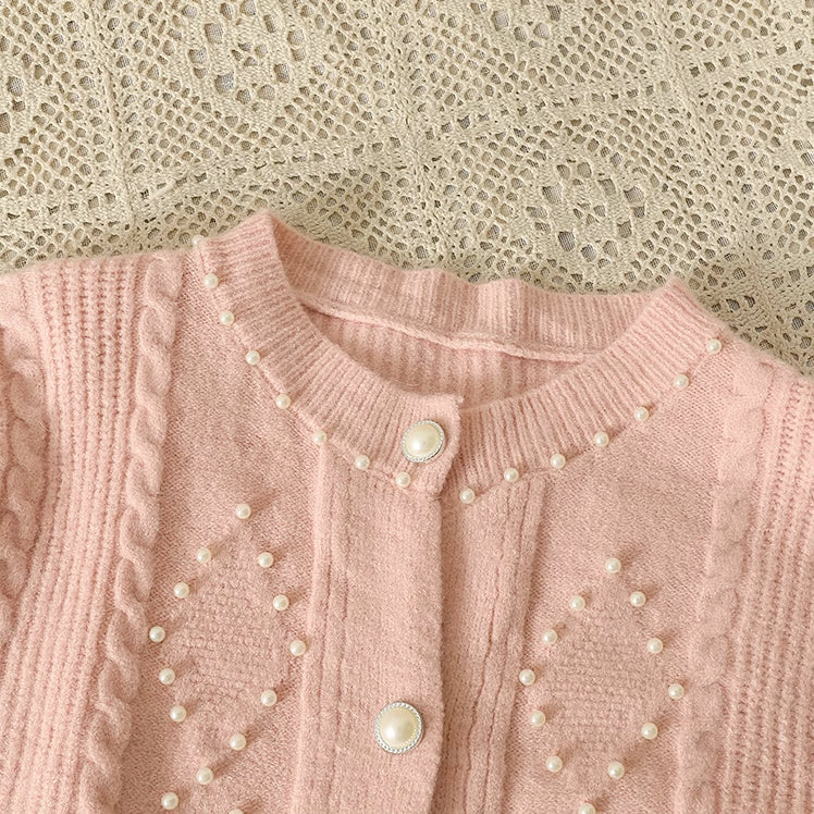 Braided Knit Pearl Cardigan (4 Colors)
