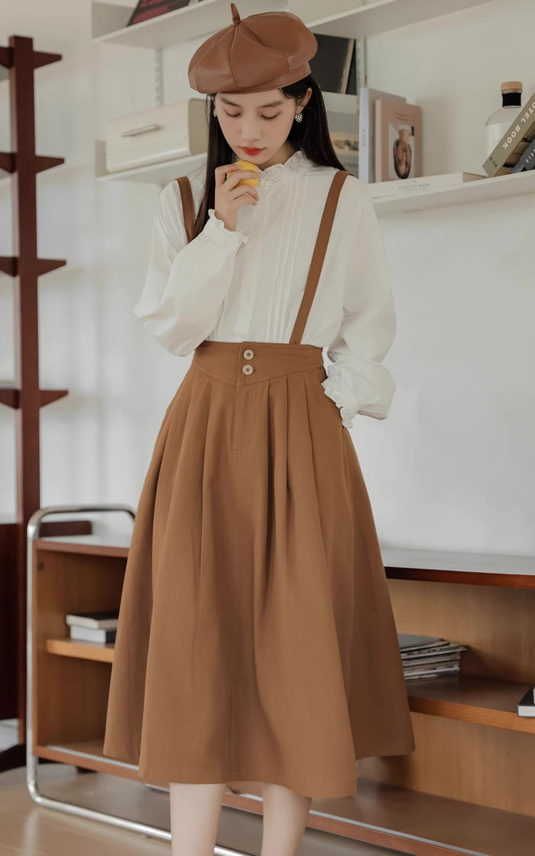 Midi Suspender Skirt (Mustard)